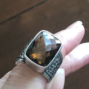 Smoky topaz and sterling silver ring size 6
